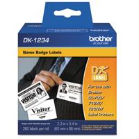 

Brother 2.3x3.4" Adhesive Name Badge White Paper Labels for QL Label Printers, 260 Labels Per Roll