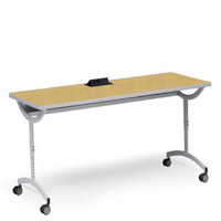 

Bretford T-Leg Collaborative Laptop Table with Casters and Power Unit, 72" W x 24" D