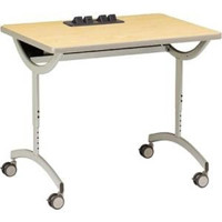 

Bretford T-Leg Collaborative Laptop Table with Fluid Up Power Unit and Casters, 31" Height