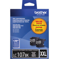 

Brother LC107 Innobella Super High-Yield XXL Ink Cartridges, 1200 Pages Yield/Cartridge, Black, 2-Pack