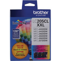 

Brother LC205 Innobella Super High-Yield XXL 3-Color Ink Cartridges Set, 1200 Pages Yield/Cartridge, Cyan, Magenta & Yellow