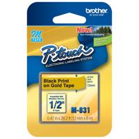 

Brother 0.47"x26.2' Non-Laminated Tape for P-Touch Labelers, Black on Gold