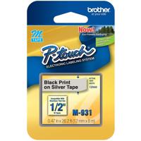 

Brother 0.47"x26.2' Non-Laminated Tape for P-Touch Labelers, Black on Silver