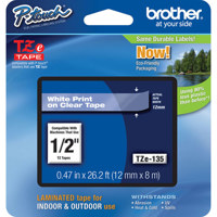 

Brother TZe135 0.47" White On Clear Tape for P-Touch (26.2')