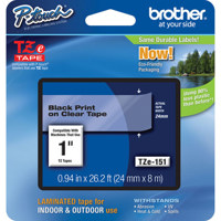 

Brother TZe151 24mm (0.94") Black on Clear Tape for P-Touch, 26.2' Tape Length