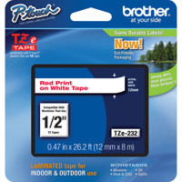 

Brother TZe232 12mm (0.47") Red on White Tape for P-Touch, 26.2' Tape Length