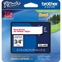 

Brother TZe242 18mm (0.7") Red on White Tape for P-Touch, 26.2' Tape Length