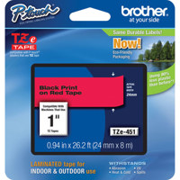 

Brother 0.94" Black On Red Tape for P-Touch Label Printers, 26.2'