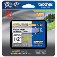 

Brother 0.47"x26.2' Acid Free Tape for P-Touch Labelers, Black on Clear