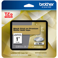 

Brother TZe-M851 24mm (0.94") Black on Premium Matte Gold Laminated Labeling Tape for P-touch Printer, 26.2'