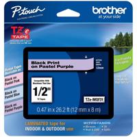 

Brother 0.47"x26.2' Laminated Tape for P-Touch Labelers, Black on Pastel Purple