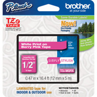 

Brother 0.47" White on Berry Pink Tape for P-Touch (16.4')