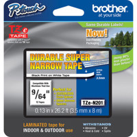 

Brother TZe Series 0.13" Black on White Non-Laminated Super Narrow Tape for P-touch (26.2')