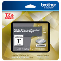 

Brother TZe-PR955 24mm (0.94") White on Premium Glitter Silver Laminated Labeling Tape for P-touch Printer, 26.2'