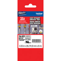 

Brother TZeS221 0.35" Black On White Tape with Extra Strength Adhesive (26.2')