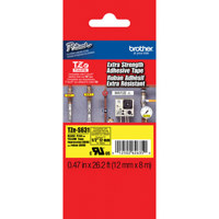 

Brother 12mm (0.47") Black on Yellow Tape with Extra Strength Adhesive, 8m (26.2') Length
