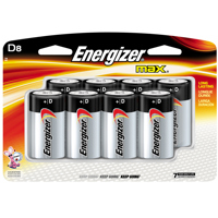 

Energizer MAX D 1.5V Alkaline Battery for Calculators, Pencil Sharpeners, Cameras, Flashlights, Portable Tape Recorders, Smoke Detectors, Toys & Radios, 8-Pack