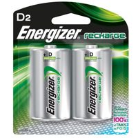 

Energizer D 1.2V 2500mAh Rechargeable NiMH Battery, 2-Pack