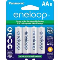 

Panasonic Eneloop AA 2000 mAh Rechargeable Ni-MH Battery, 2100 Recharge Cycles, 8 Pack