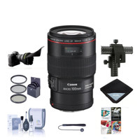 

Canon EF 100mm f/2.8L IS USM Macro AF Lens Kit - USA - with 67mm Photo Filter Kit, Lens Cap Leash, Cleaning Kit, Four Way Focusing Rail Fine Control, Flex Lens Shade, Software Package