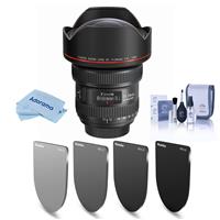 Canon EF 11-24mm f/4L USM Lens - With Haida Rear Lens ND Filter Kit for Canon ens, Includes ND0.9/1.2/1.8/3.0, Cleaning Kit, Mic