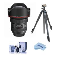 

Canon EF 11-24mm f/4L USM Ultra-Wide Zoom Lens - With Slik Sprint Pro III BH Travel Tripod with SBH-100 DQ All Metal Ball Head Black, Cleaning Kit, Microfiber Cloth