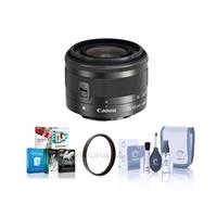 Canon EF-M 15-45mm f/3.5-6.3 IS STM Lens, Black - BUNDLE With 49mm UV Filter, Cleaning Kit, Software Package