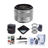 

Canon EF-M 15-45mm f/3.5-6.3 IS STM Lens, Silver - BUNDLE with 49mm UV Filter, Cleaning Kit, Software Package