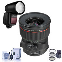 

Canon TS-E 24mm f/3.5L II Tilt-Shift Lens - With Flashpoint Zoom Li-on X R2 TTL On-Camera Round Flash Speedlight For Canon, 82mm Filter Kit, Cleaning Kit