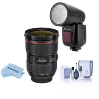 

Canon EF 24-70mm f/2.8L II USM Zoom Lens U.S.A. Warranty - With Flashpoint Zoom Li-on X R2 TTL On-Camera Round Flash Speedlight For Canon, Cleaning Kit, Microfiber Cloth