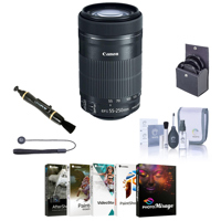 

Canon EF-S 55-250mm f/4-5.6 IS STM Lens - Bundle with 58mm Filter Kit (UV/CPL/ND2), Cleaning Kit, Cap Leash, Pro Software Package