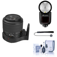 

Canon MP-E 65mm f/2.8 1-5x Macro Photo Lens - With Flashpoint Zoom Li-on X R2 TTL On-Camera Round Flash Speedlight For Canon, Cleaning Kit, Capleash