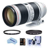

Canon EF 70-200mm f/2.8L IS III USM AF Telephoto Zoom Lens USA - Bundle With Hoya 77mm 10-Layer HMC UV Filter, Hoya 77mm HMC Circular Polarizer Filter, 32GB SDHC Card, Cleaning Kit, Microfiber Cloth