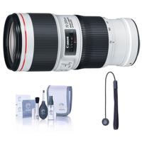 

Canon EF 70-200mm f/4L IS II USM Autofocus Telephoto Zoom Lens Kit with Optics Care and Cleaning Kit & Universal Lens Cap Tether