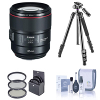 

Canon EF 85mm f/1.4L IS USM Lens - With Vanguard 263AB-100 3-section Aluminum Tripod with SBH-100 QR Ballhead, Black , 77mm Filter Kit, Cleaning Kit