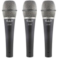 

CAD Audio CADLive D38 Supercardioid Dynamic Instrument Microphone, 80Hz-18kHz, 3 Pack