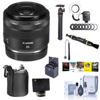 

Canon RF 35mm f/1.8 Macro IS STM Lens USA Warranty - Bundle With Godox ML-150 Macro Ring Flash, Flex Lens Shade, Mini Tripod, 52mm Filter Kit, Lens Case, Cleaning Kit, Software Package, And More