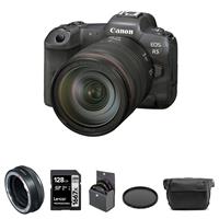 Canon Canon EOS R5 Mirrorless Digital Camera with RF 24-105mm f/4L IS USM Lens, Bundle with Canon Control Ring Mount Adapter EF-EOS R, Peak Design 6L Everyday Sling, 128GB SD Card, Filter Kit