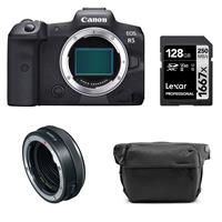 Canon EOS R5 Mirrorless Digital Camera (Body Only) Bundle with Canon Control Ring Mount Adapter EF-EOS R, Peak Design 6L Everyday Sling V2 Black, 128GB SD Memory Card