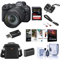 Canon EOS R6 Mirrorless Digital Camera with RF 24-105mm f/4 L IS USM Lens Bundle with Bag, 64GB SD Card, Extra Battery, Hand Str
