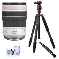 Canon RF 70-200mm f/4L IS USM Lens - With Vanguard VEO 2 235AB 5 Section Aluminum Tripod with VEO 2 BH-50 Ball Head , Cleaning K