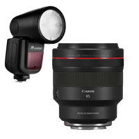

Canon RF 85mm f/1.2 L USM DS Lens - With Flashpoint Zoom Li-on X R2 TTL On-Camera Round Flash Speedlight For Canon