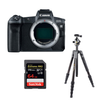 

Canon EOS R Mirrorless Full Frame Digital Camera Body - Black - Bundle With Vanguard Tripod, 64GB SDXC U3 Card