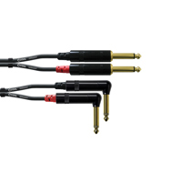 

Cordial Cables Cordial Cables Unbalanced Dual-Mono Cable; 10ft. (2x) 1/4" TS Male to (2x) 1/4" TS Male Right-Angle; 10ft.