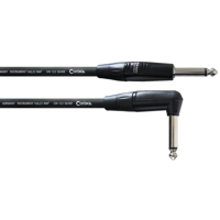 

Cordial Cables Cordial Cables Guitar / Instrument Cable; 10ft.1/4" TS Male to 1/4" TS Male Right-Angle; 10ft.