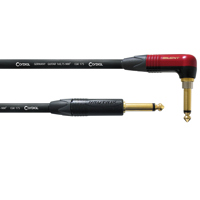 

Cordial Cables Cordial Cables High-Copper Premium Instrument Cable; SilentPlug, 20ft. 1/4" TS Male to 1/4" TS Male Right-Angle SilentPlug; 20ft.