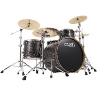 

Crush Drums Sublime AXM 4 Piece Shell Pack, Includes 24x18" Bass Drum, 12x8" Tom Drum, 16x14" Floor Tom Drum, 14x6" Snare Drum, Trans Satin Black with Silver Sparkle