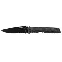 

Coast TX399 Double Lock Folder Stainless Steel 1/2 Serrated Drop Point Knife, 3.9" Black Blade, Nylon Handle