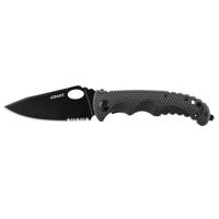 

Coast TX395 Double Lock Folder Stainless Steel 1/2 Serrated Drop Point Knife, 3.9" Black Blade, Nylon Handle