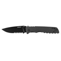 

Coast TX360 Double Lock Folder Stainless Steel 1/2 Serrated Drop Point Knife, 3.3" Black Blade, Nylon Handle